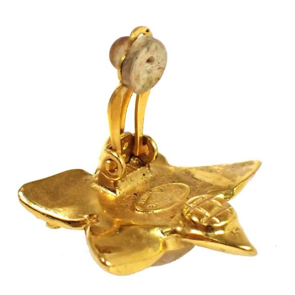 CHANEL CC Star Earrings 96P Clip-On Imitation Pearl GHW France Vintage - Picture 8 of 9